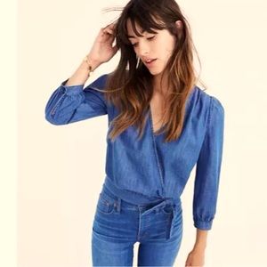 Madewell Surplice Chambray Top size Medium